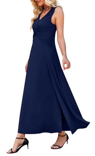 WEACZZY Women V Neck Sleeveless Wrap Formal Long Dresses Slimming