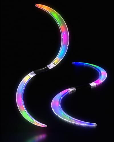 POILOVES LED S-Shape Staff for Poi Dancers, 241 Light Modes USB Rechargeable Magic Staff with
