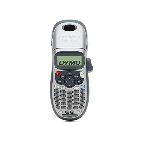 DYMO LetraTag LT-100H Beschriftungsgerät Handgerät | Tragbares Etikettendrucker mit ABC Tastatur | Ideal fürs Büro oder zu Hause - für Schriftband LT 12mm - Silver Limited Edition inkl. 4 AA-Batterien