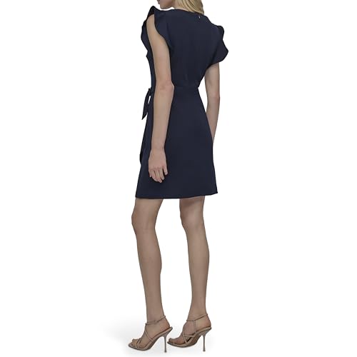 Image of DKNY Women's Flutter Sleeve Faux Wrap Dress with Hardware