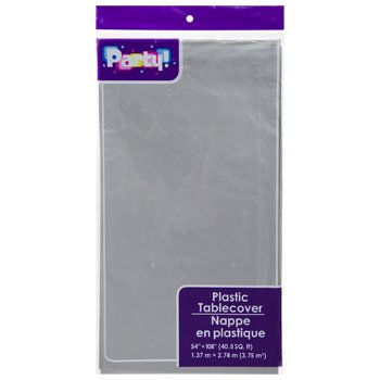 PACK OF 4: Disposable SILVER GRAY Plastic Tablecloths/Table Covers, 54 x 108 inches each