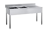  Spültisch, 1600x600x850 mm, 2 Becken links, Abtropffläche