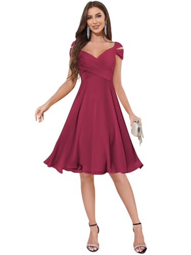 Chiffon Bridesmaid Dresses Short Summer Off Shoulder Formal Wedding Guest Dress4
