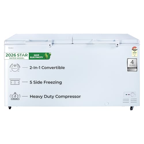 Image of Haier HFC-788DPW4, 4 Star (2026 Star Rating) Double Door Convertible Deep Freezer, 5 Side Freezing, Dual Condenser, Inside Metal Liner with 70mm Puff Thickness (White 734L)