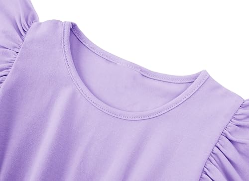 Girls Tutu Dress Casual Tulle Summer Solid Color Ruffle Sleeve Dress3
