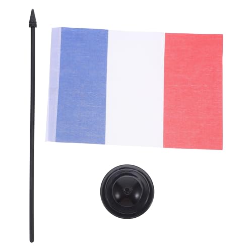 NUOLUX 10個 フランス国旗 ミニ卓上旗 小型卓旗 屋内スタンド付き オフィス会議室教室用 コンパクトデスクデコレーション