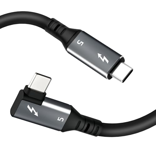 Cable USB C Thunderbolt 5 para Apple 80-120 Gbps 8K a 60Hz 240W compatible con Thunderbolt 4/3/USB4, Mac mini, MacBook Pro, [certificado Intel], ángulo de 90 grados, 1,5 m