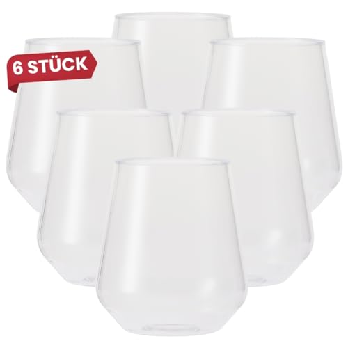 Blue Lake Travel Weingläser Plastik aus Tritan Kunststoff Weinglas - 6er-Set - unbreakable/unzerbrechlich - ideal für Camping, Poolpartys, Gartenpartys, Festivals und Picknicks