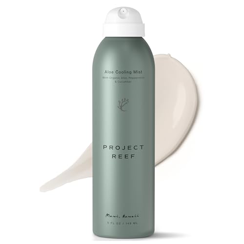 Project Reef Non-Aerosol Aloe Cooling Mist – Vegan, Ocean Friendly & Hydrating After-Sun Spray with Organic Aloe Vera, Peppermint & Cucumber – Natural Sunburn Relief & Daily Skin Refreshment, 5 fl oz