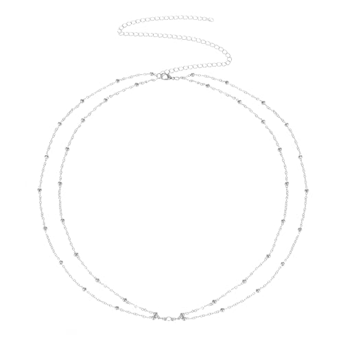 Silver Layered Beaded Waist Chain - Adjustable Silver Belly Chain for Women Sexy Body Jewelry Waist Beads Belly Necklace Summer Beach & Festival Body Chain