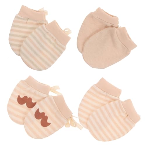 BESPORTBLE Newborn Mittens Set 4 Pairs Cotton Baby Mittens No-scratch Gloves for Infant Soft Unisex Design
