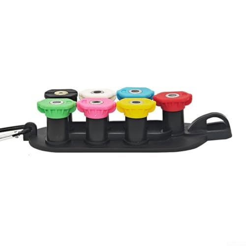 FACAIIO Juego de 7 boquillas para lavadora a presión con soporte para ángulos de limpieza de 0° a 65°, conexión rápida, boquillas de latón de acero inoxidable de hasta 4000 PSI