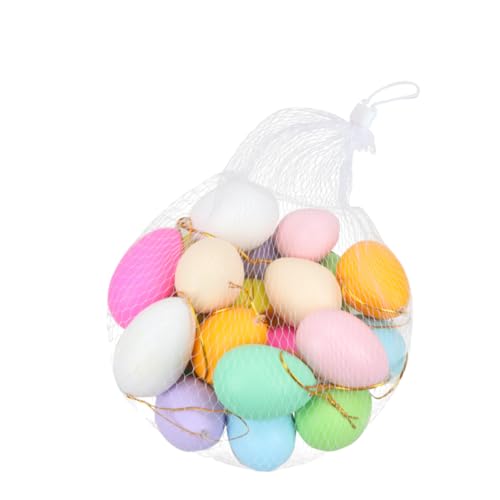ULTECHNOVO 40 huevos artificiales de colores para Pascua, para colgar con cuerda, para manualidades y juegos de ficción, para niño y niña, material resistente y seguro