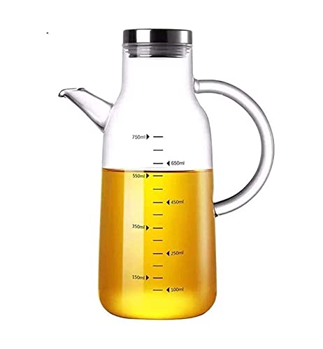 OLSKFUH Dispensador De Aceite Y Vinagre, Botella De Vidrio Borosilicato Transparente De 550 Ml/750 Ml, Aceitera De Vidrio, Juego De Aceite Y Vinagre para Cocina.,