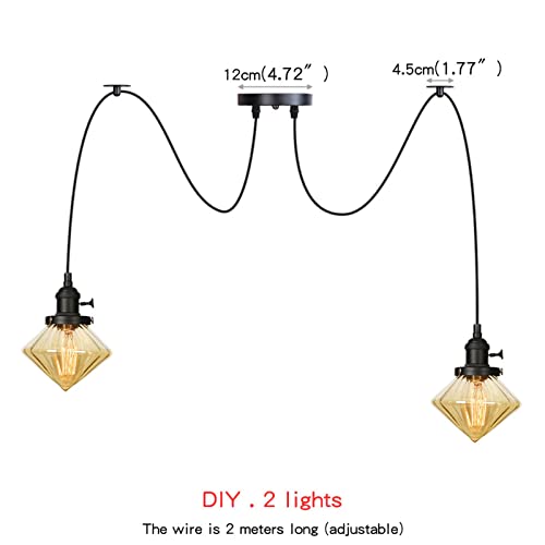 Lámpara de Araña con Pantalla de Vidrio Ámbar de 10 Luces Regulables 2