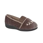 Jo & Joe WENDY – Wide Fit Comfort Slipper with Embroidered Detail, Soft Textile Upper, Cushioned Insole & Easy Gusset Entry 4-8 (Mink, 6 uk, UK Footwear Size System, Adult, Women, Numeric, Wide, 6)