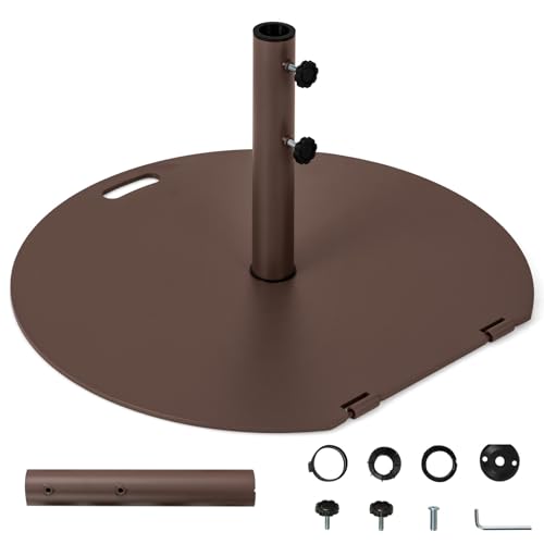 RELAX4LIFE Base per Ombrellone 23 kg, Supporto con Ruote e 2 Manopole di Serraggio per Palo di 41/50 mm, Base Rotonda per Giardino, Cortile, Piscina