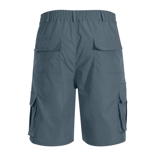 Image of Cargo Shorts for Men,Summer Casual Elastic Waist Big Tall Baggy Shorts Lightweight Hiking Short with Multi Pockets