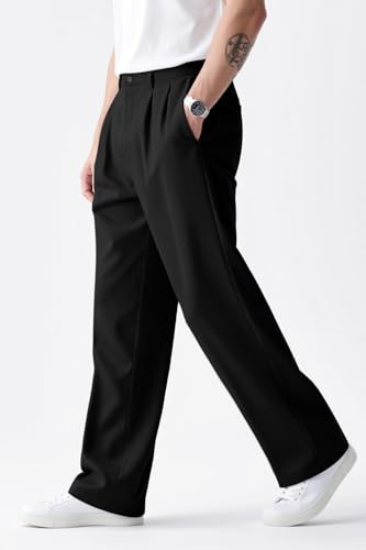 Heyfanee Mens Casual Pants Loose Fit Slacks for Men with Belt Loops2