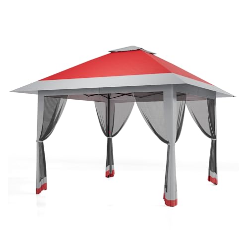 GarveeHome 13x13 Pop-Up Canopy Tent with Mosquito Netting, Heavy Duty Gazebo with Waterproof UV...