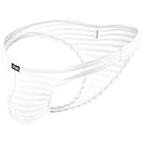 iKingsky Men's Sexy Brazilian Underwear See Through Bikini Under Panties Half Back Coverage Mens Underwear (Medium, White)