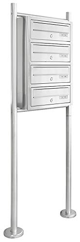 Preisvergleich Produktbild V2aox Edelstahl System Standbriefkasten Briefkastenanlage Briefkasten Postkasten 4 Fächer