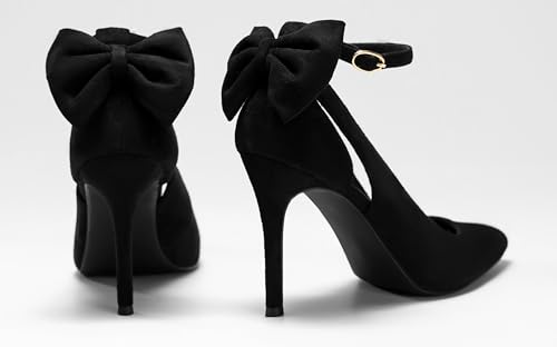 Women's Pointed Toe High Heels Ankle Strap Bow Tie Pumps Wedding Party Dress Shoes3