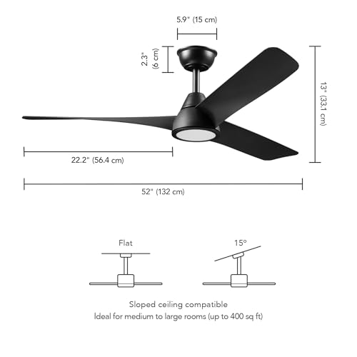 GLOBE Electric 37000110 52" Smart Ceiling Fan with LED Light, Remote Control, WhisperQuiet DC Motor, 6 Speeds, Matte Black thumbnail 6