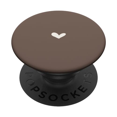 Dark Sand Beige Simple Heart Chic Feminine PopSockets Adhesive PopGrip
