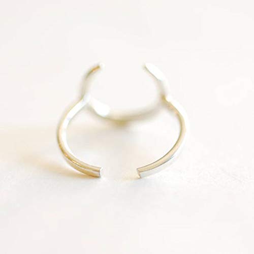 NewZenro Half Moon Minimalist Cute S925 Sterling Silver Engagement Crescent Moon Open Rings Dainty Adjustable Finger Promise Statement Band Ring Jewelry Gifts for Birthday Women Daughter Best Friend3