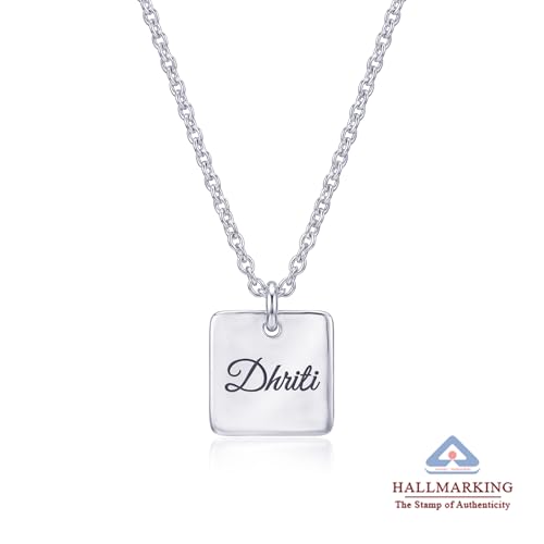 Image of TRUESILVER ACPL 925 Sterling Silver Personalised Necklace for Womens | Customized Engraved Charm Necklaces | Jewelry Gift for Anniversary Wedding Birthday