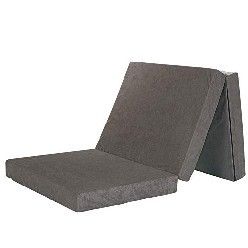LCP Kids 2in1 Klappbare Gästematratze 195 x 80 cm - Als Gästebett Schaumstoffmatratze oder als bequemer Sitzhocker - GRAU Cover