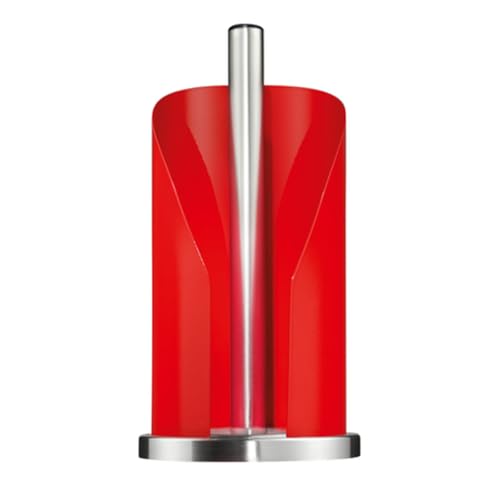 WESCO Porte-Rouleau de Papier de Couleur Rouge en Acier Inoxydable et tôle d'acier laquée de Couleur, Socle Stable en Acier Inoxydable, pour Rouleaux de...