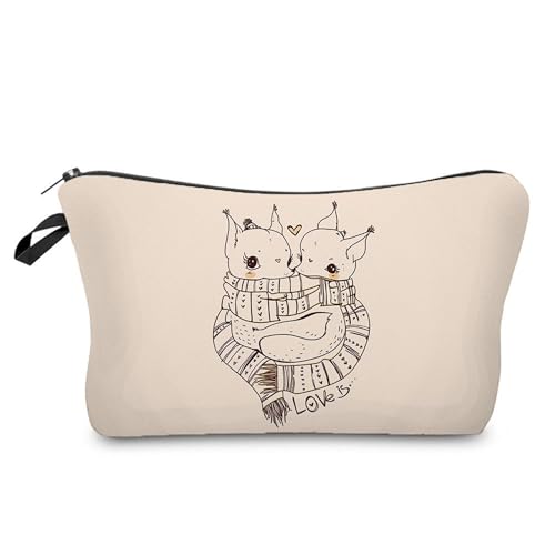Neceser Maquillaje Beige Animal Portátiles Neceser Pequeño con Cremallera,Bolsa Maquillaje para Mujer,Monedero Pequeño Impresa