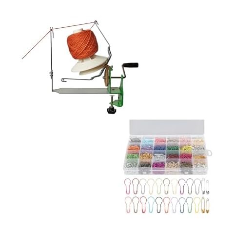 Olikraft Large Capacity Yarn Winder 10-16 oz and 1200 PCS Bulb Gourd Safety Pin Stitch Markers - Durable Yarn Ball Winder with 24 Color Crochet Accessories for Crocheting and Knitting Cover