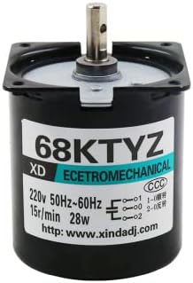 68 Micro Low-Speed Permanent Magnet Synchronous AC Motor Slow Forward and Reverse Pony V Gear Reducer Motor 68KTYZ 220v IE 2 28W - (Speed: 110 RPM)