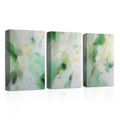 CXHOSTENT Emerald Green and Gold Wall Decor Set of 3