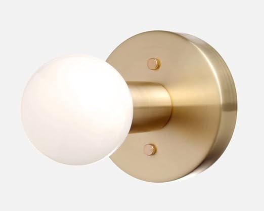 Home Decor Store Modern Metal Light/ Wall Lighting Sconce with Globe Glass Shade Without Bulb (Golden, White) 40Watts(Wired_Electric)