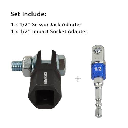 Image of 1 /2 inch Scissor Jack Adapter for Use with 1 /2 Inch Drive /Impact Drills /Ratchet or Standard Drive Sockets or 13 /16 Inch Lug Wrench /Tire Iron or Socket /Easy Lifting