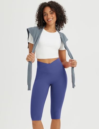 Image of baleaf Capri Leggings for Women Knee Length Yoga Workout Capirs Leggings with Pockets Tummy Control Stretch