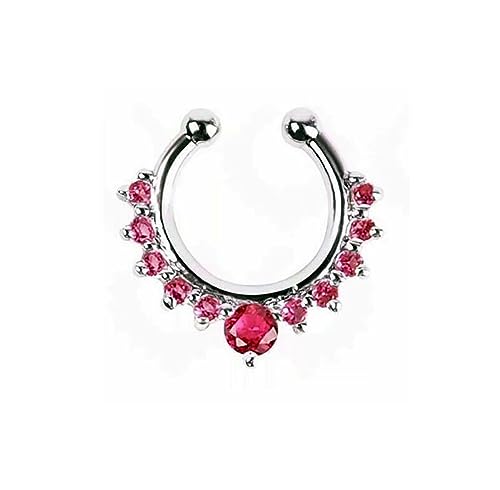 Image of RUVEE Nose & Ear Clip Titanium Plated Pin Non Pierced Just Press for Women & Girls Septum Ring