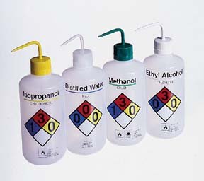 NALGENE® Right-to-Know Safety Wash Bottles-Sodium Hypochlorite (6 per pk)