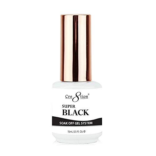 Cre8tion 100% Soak Off Gel, 0.5Oz/15ml (Super Black)