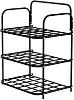 Durable Plastic & Metal Shoe Rack – 3-Tier Stackable Organizer for Home, Closet & Entryway, Holds Up to 9 Pairs of Shoes, Easy Assembly, Space-Saving Design (3 Shelves), Black