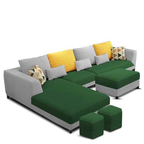 Image of Galib LHS 8 Seater L Shape Sofa Set for Living Room (Green Grey Fabric) Premium Fabric Sofa