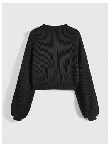 Image of BEAUDRM Women's Floral Embroidered Sweaters Crewneck Sweaters Long Sleeve Knitted Top Pullovers
