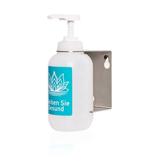 Husaria desinfektionsspender Wand, Seifenspender für die Wand hergestellt aus langlebigem Edelstahl, schnelles und einfach Nachfüllen mit Seife oder Desinfektionsmittel (500ml, Schlicht) Cover