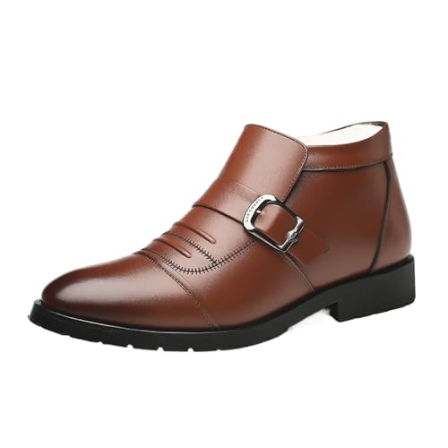 Men's Warm Cold Proof for Outdoor Hiking Casual Casual Leather Winter Plush Warm Snow Shoes， High Top Cotton for Men New Business Shoes