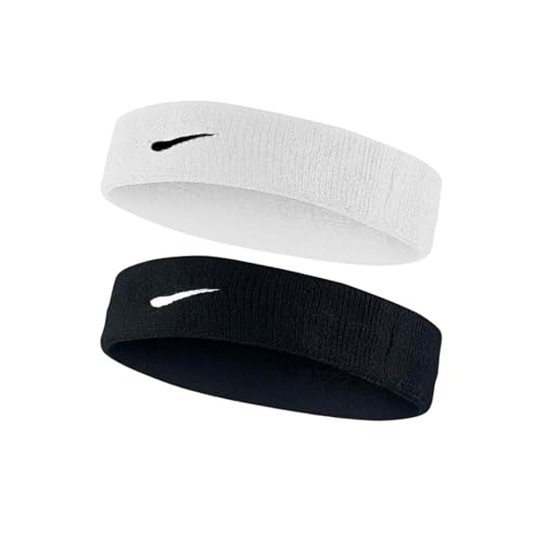 STEFFER Cotton Headband Sports, Men's women'sGym Workout,Yoga Sweatband-All Sports Wear Headband Fitness Band Unisex (Pack of 2) Black & White