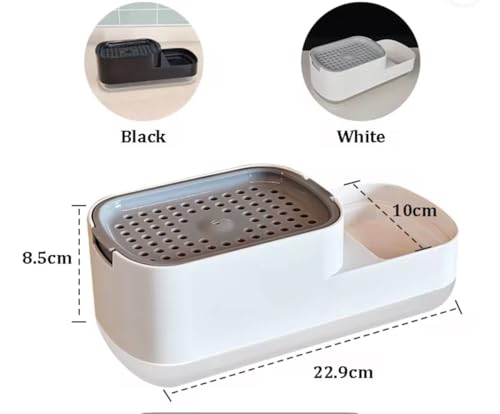 Image of Kitchen Soap Dispenser with Sponge Holder, Dish Soap Dispenser for Kitchen Sink, 2-in-1 Liquid Soap Pump for Countertop, Durable & Leak Proof Orginizer
